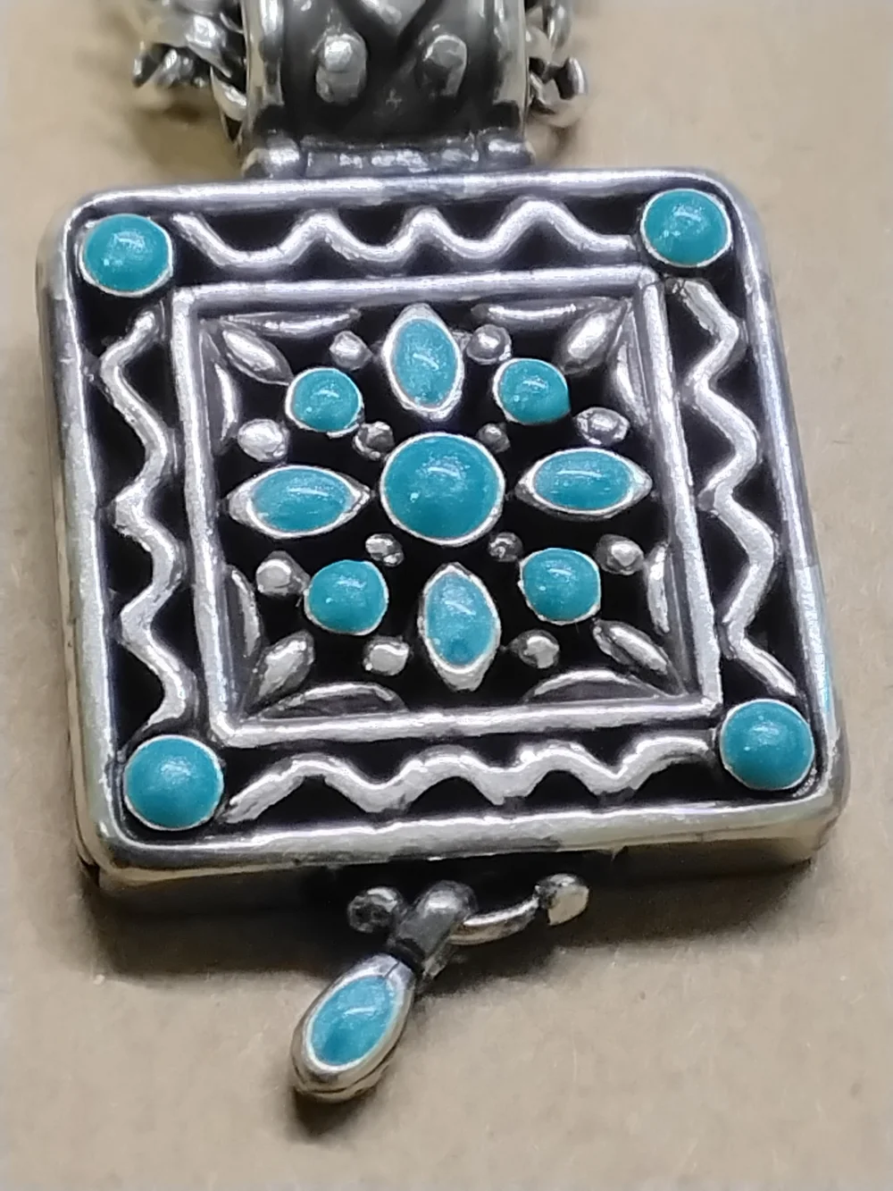Brighton Silver-Tone Multi-Strand Necklace with Turquoise Accents 16" Long - Picture 7 of 9